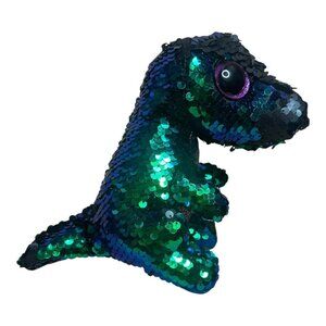 TY Flippables Tremor Aqua Pink Sequin 	Small Dinosaur Toy Birth September 5th